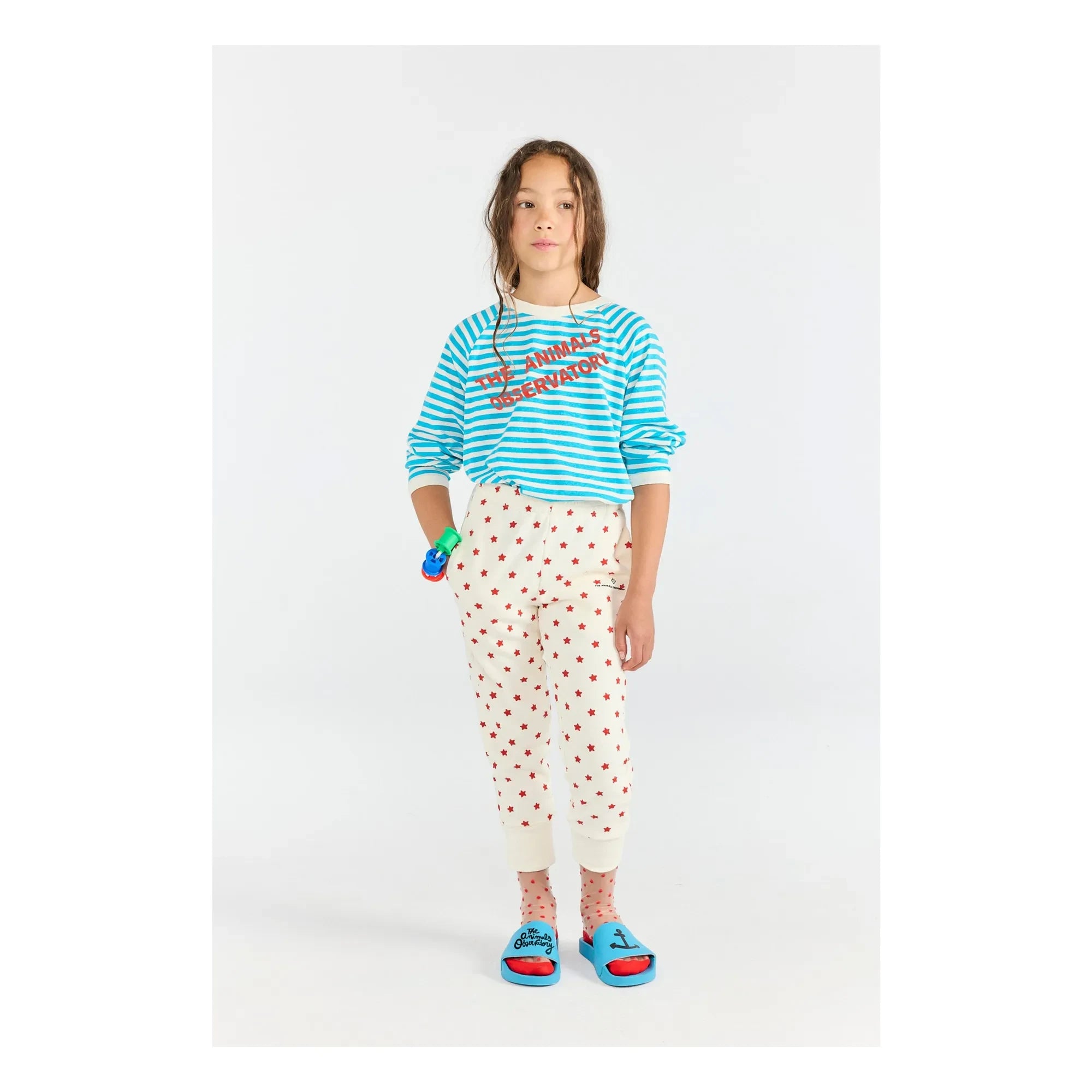 The Animals Observatory - Anteater Striped Organic Cotton T-Shirt | Blue