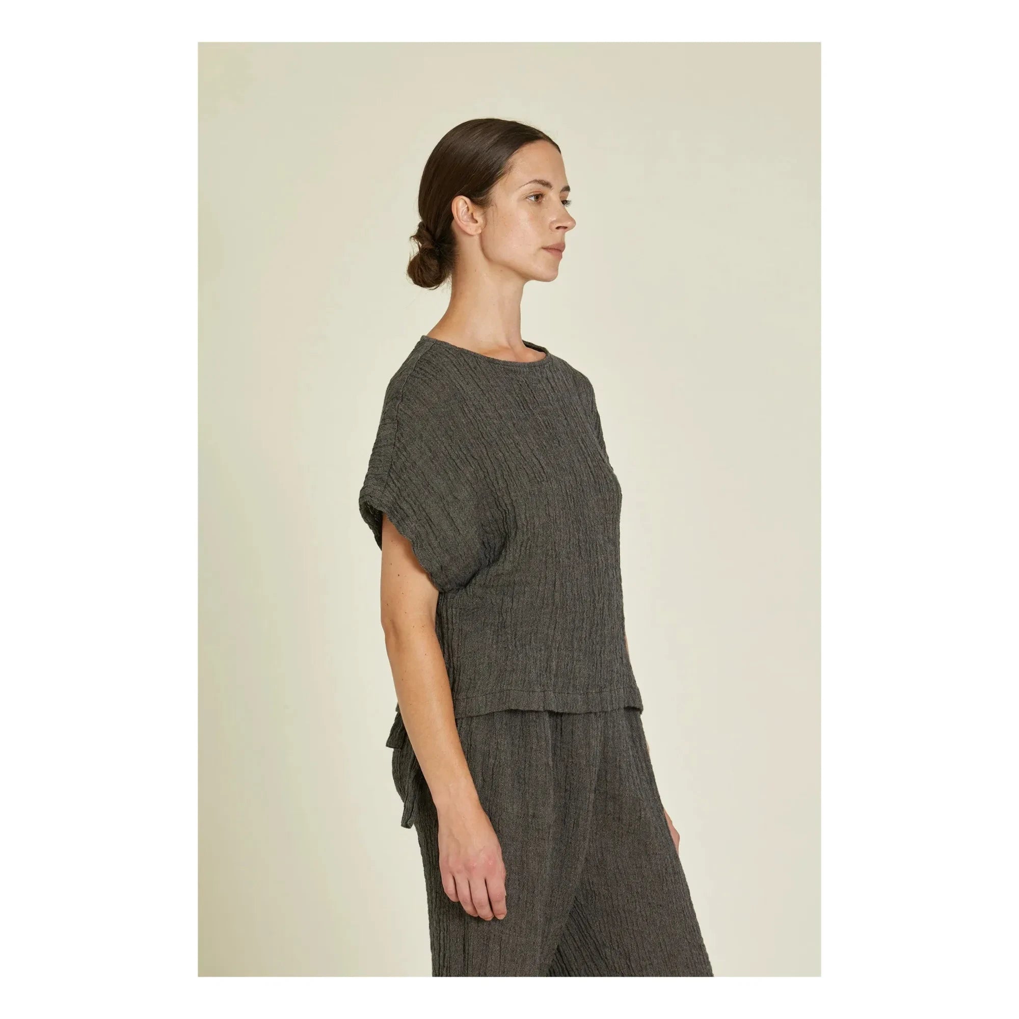 Black Crane - Basic Linen Top | Dark Slate Gray