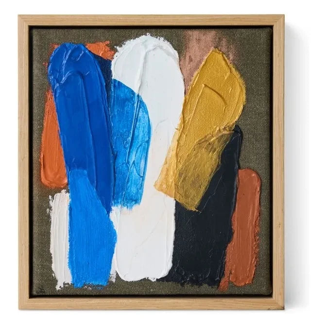 HKliving - Moonlight Stripes | Blue Abstract Framed Artwork