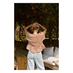 Marlot Paris - Suzon Leopard Blouse Cotton Voile - Women's Collection | Light Pink