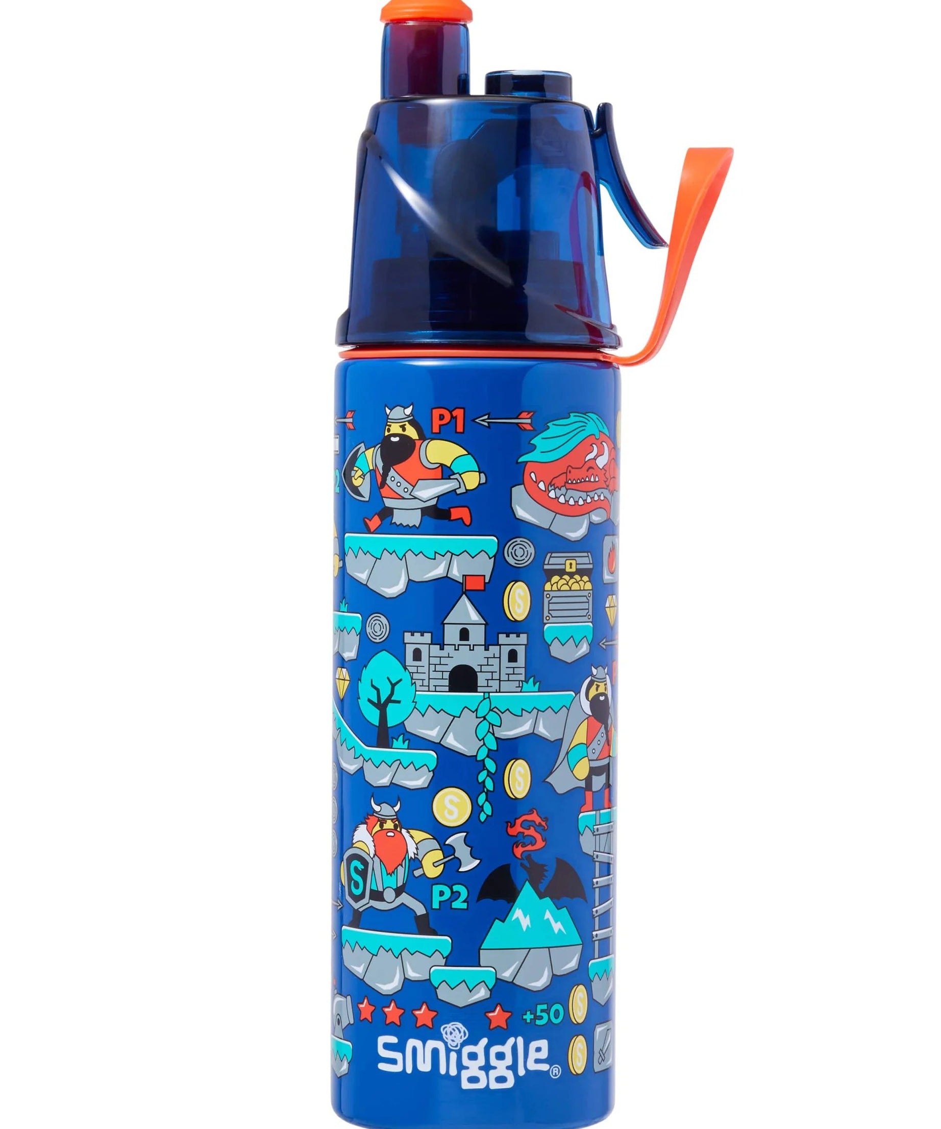 Smiggle - Livin Su Püskürtmeli 500ML Çelik Matara-Dinossi