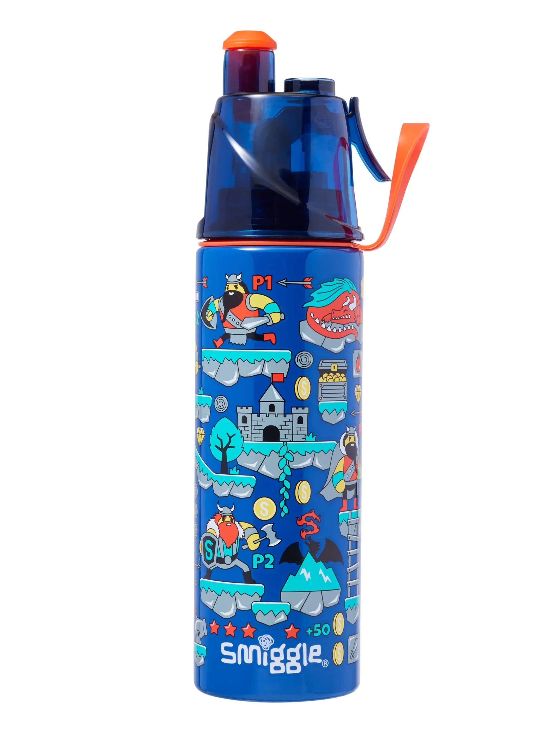 Smiggle - Livin Su Püskürtmeli 500ML Çelik Matara-Dinossi
