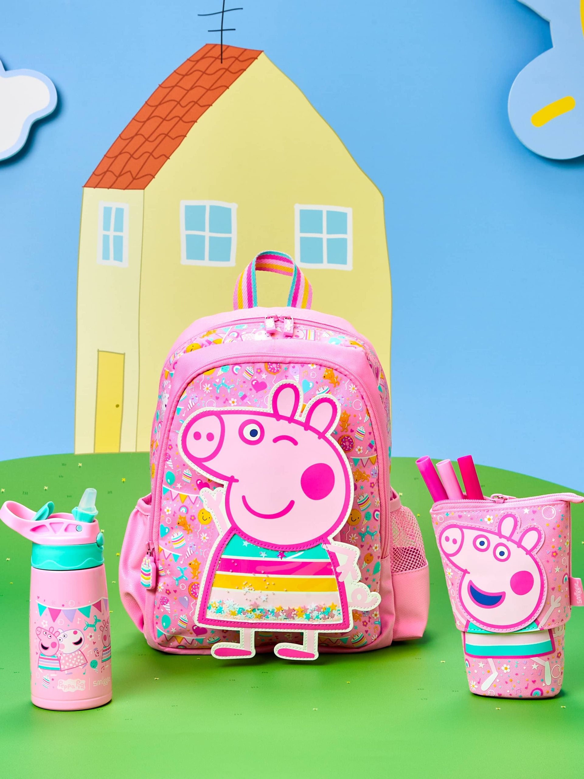 Smiggle - Peppa Pig 400ML Paslanmaz Çelik Otomatik Matara-Dinossi