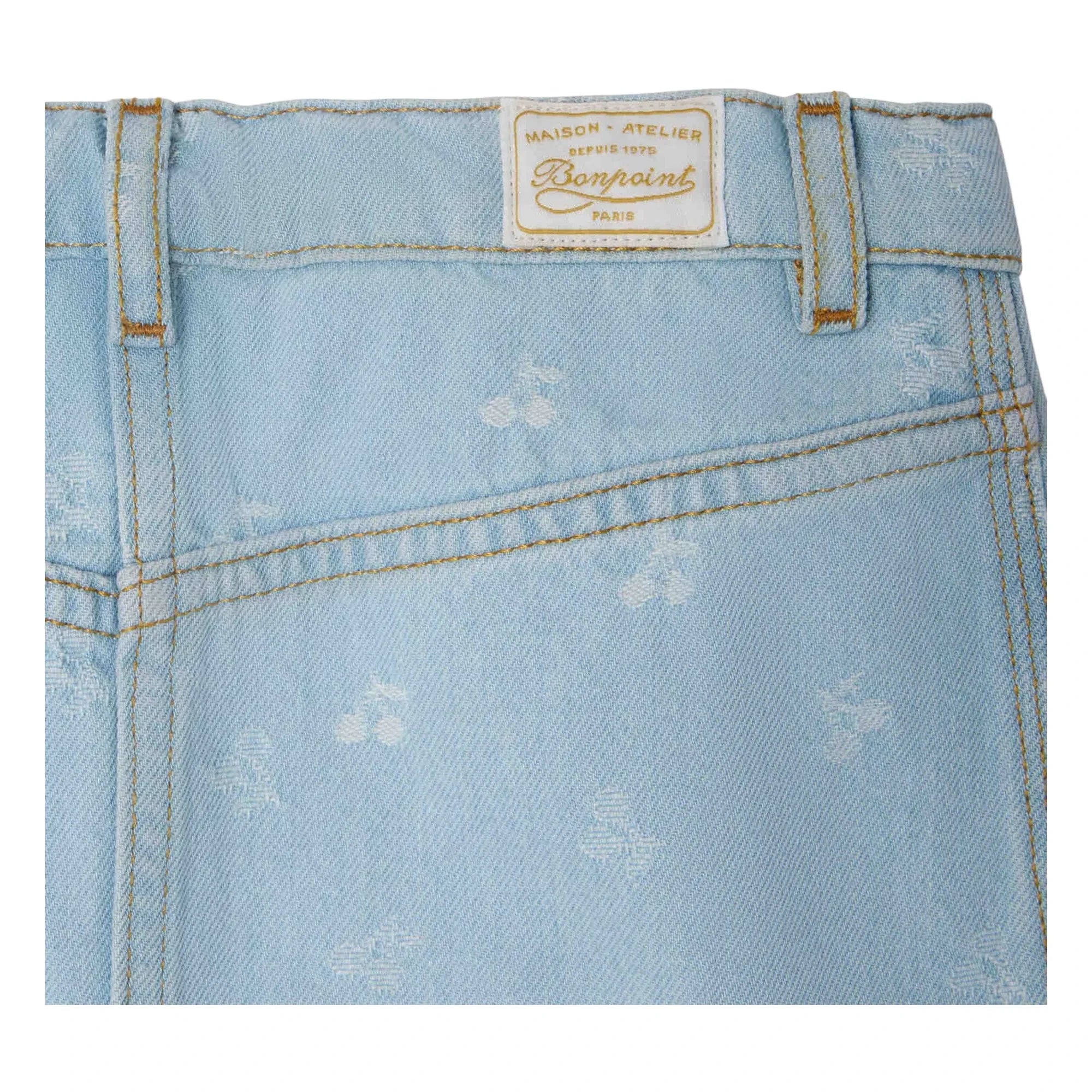 Bonpoint - Tison Cerises Denim Skirt | Light Blue