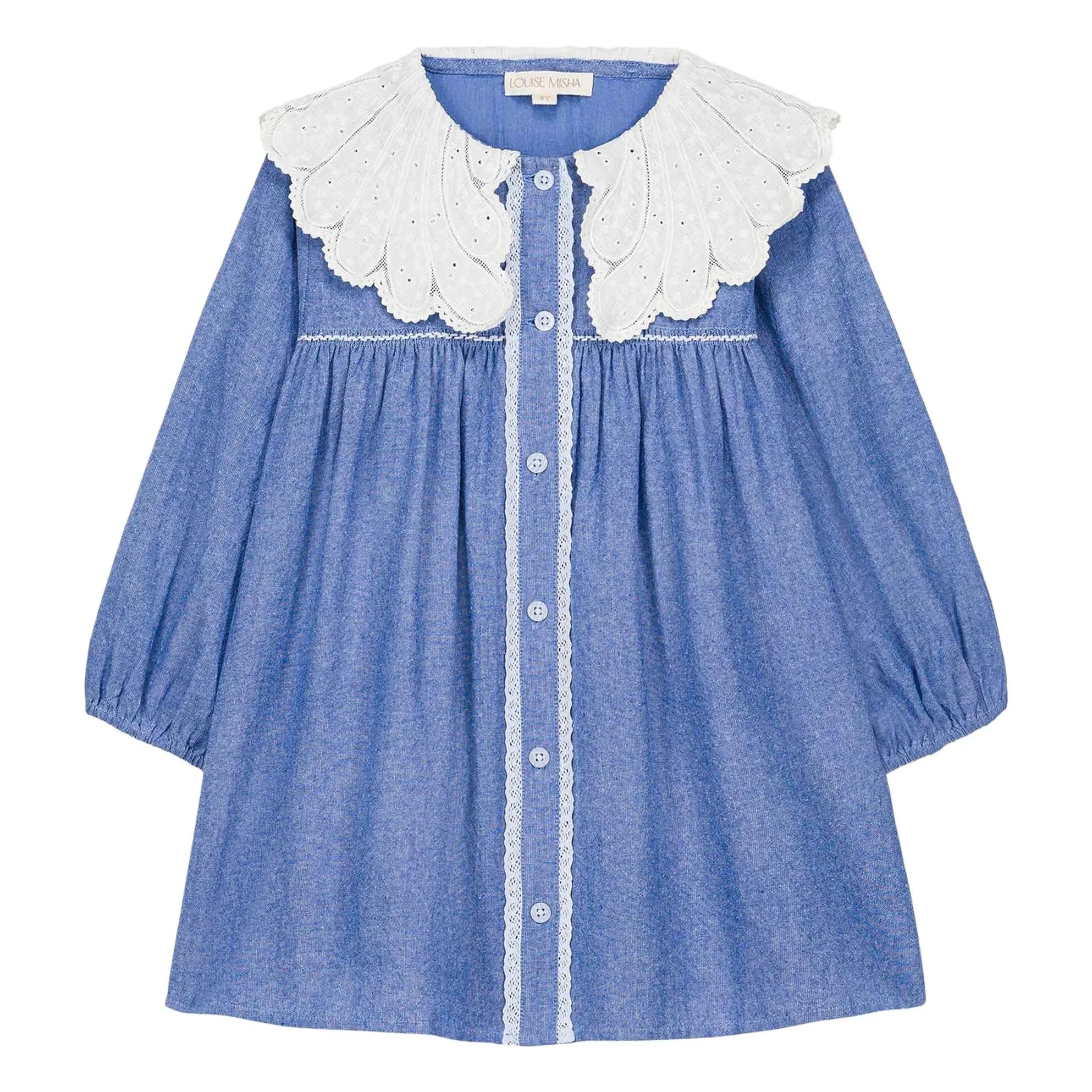 Louise Misha - Hyacinte Organic Cotton Dress | Denim Blue