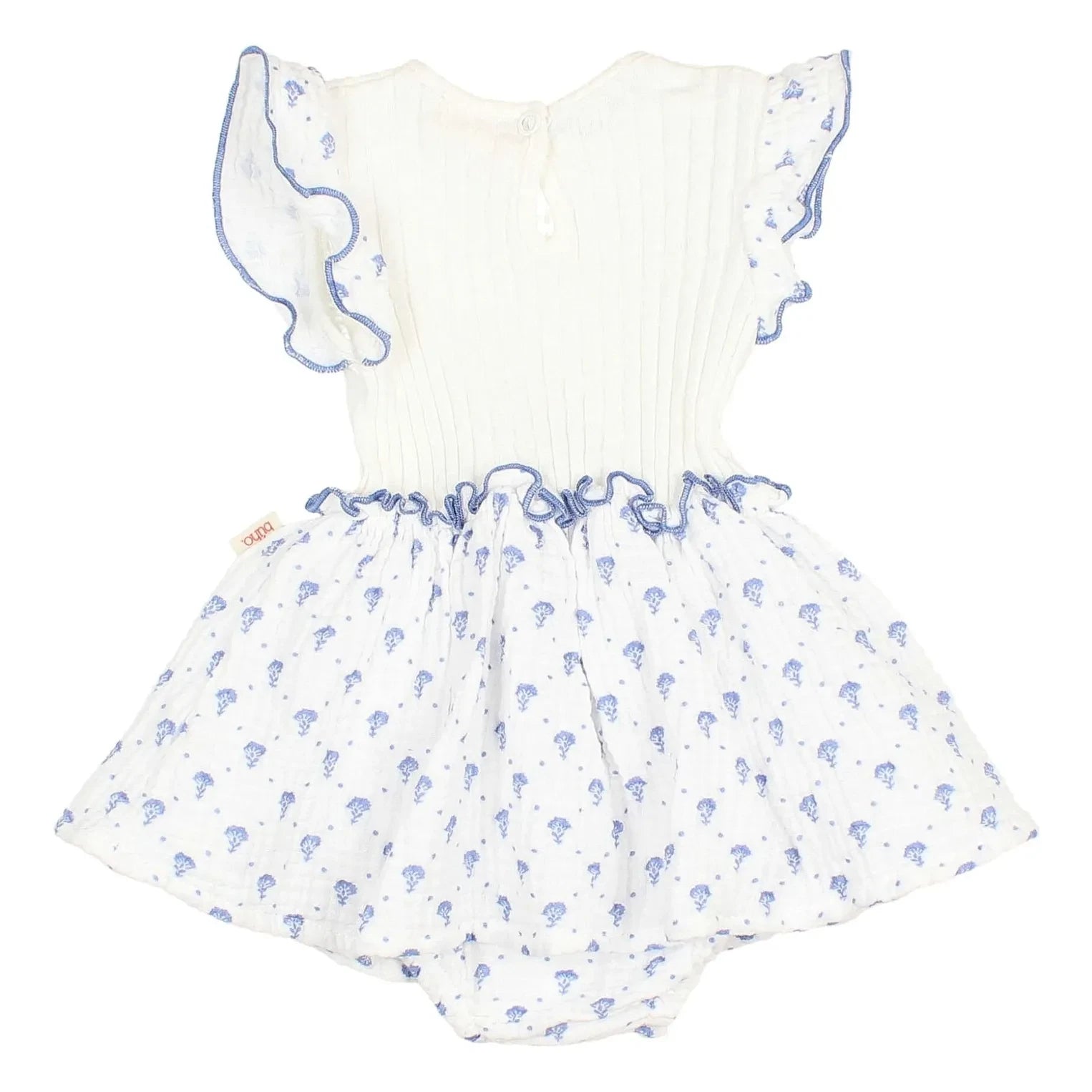 Búho - Bali Floral Pattern Organic Cotton Romper Dress | Indigo Blue