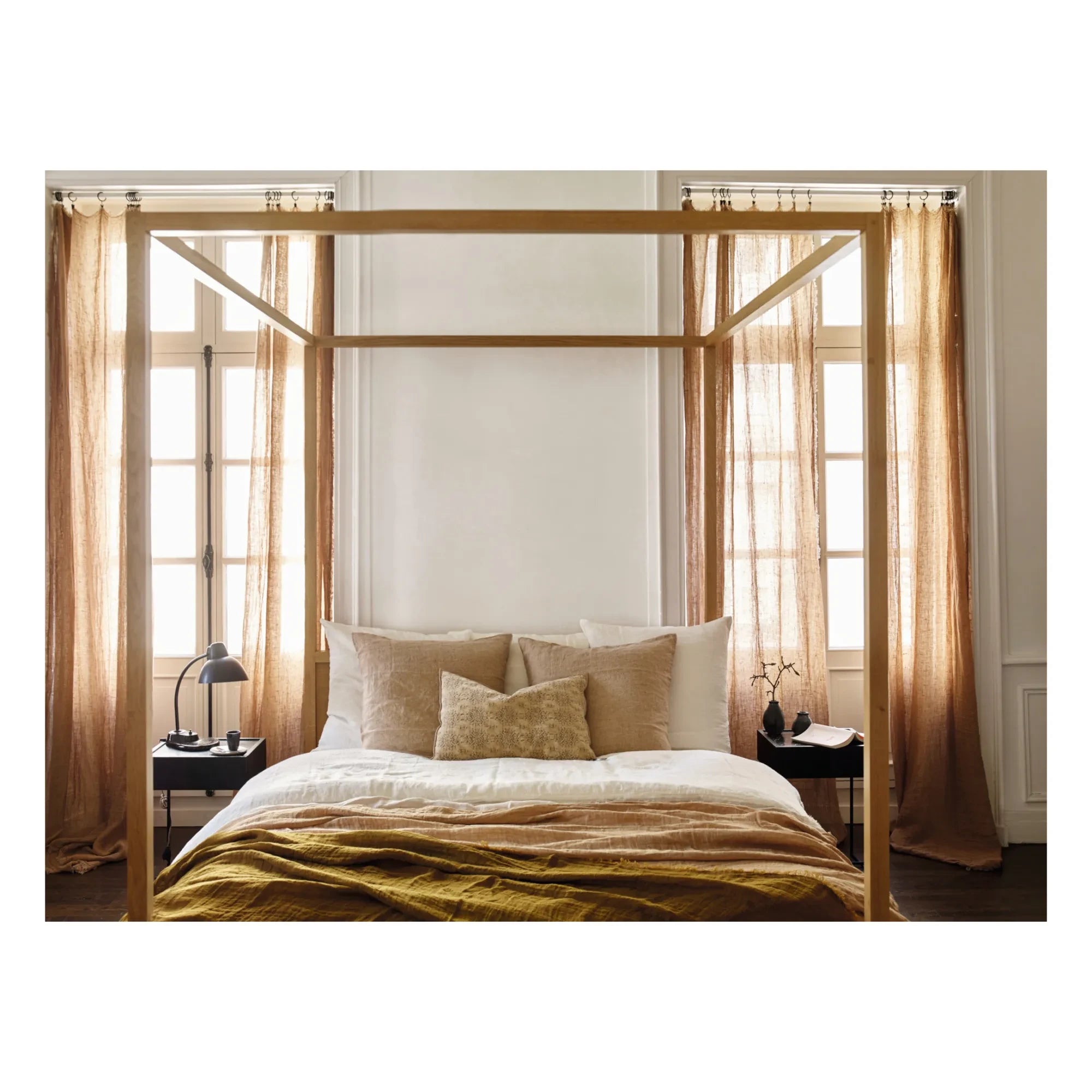 Vacation Home - Vice Versa Washed Linen Gingham Curtain with Tassels | Floor