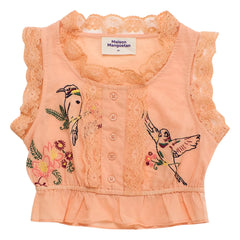 Maison Mangostan - Bird Embroidered Top | Orange