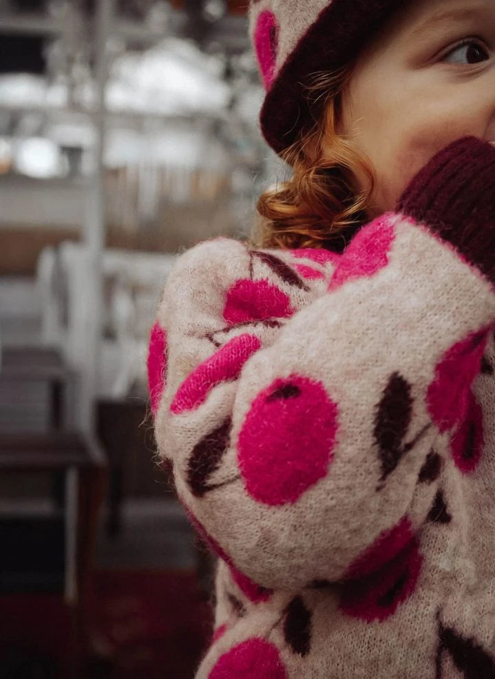 Fliink - Star Cherries Alpaca Wool Cardigan | Pink