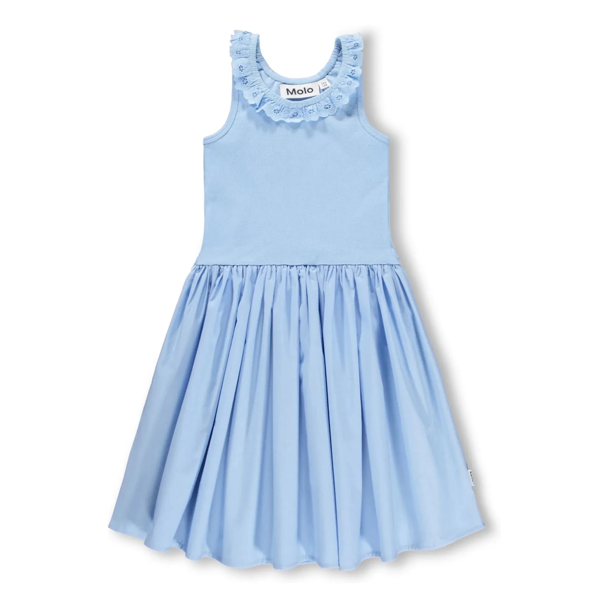 Molo - Ruffled Crocodile Cotton Dress | Light Blue