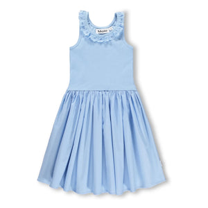 Molo - Ruffled Crocodile Cotton Dress | Light Blue