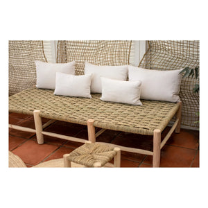 Cosydar - Palm Leaf and Raw Wooden Bench - 8 Legs