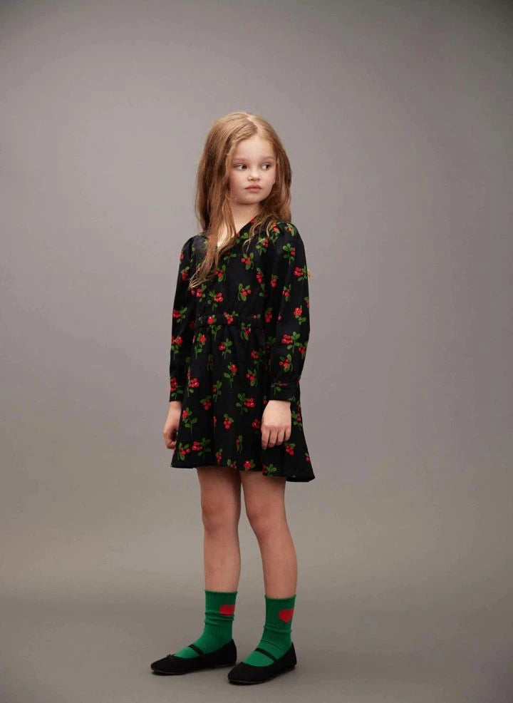 Mini Rodini - Lingonberries Organik Pamuk Elbise | Siyah