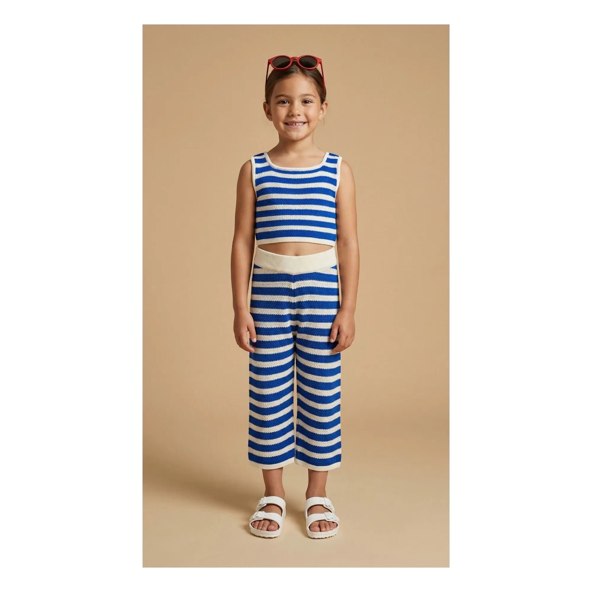 Pepita & Me - Johnny Maille Striped Top and Pants Set | Blue
