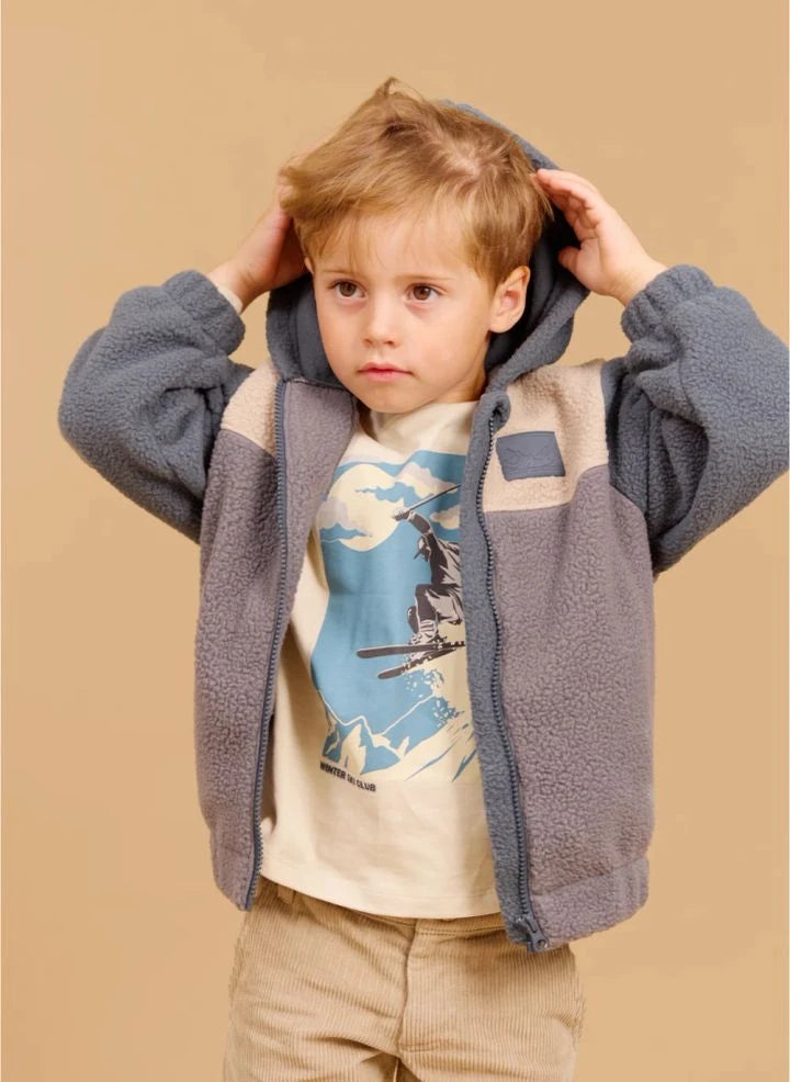 Wheat - Adrian Fleece Jacket Made from Recycled Fibers | Grey Blue