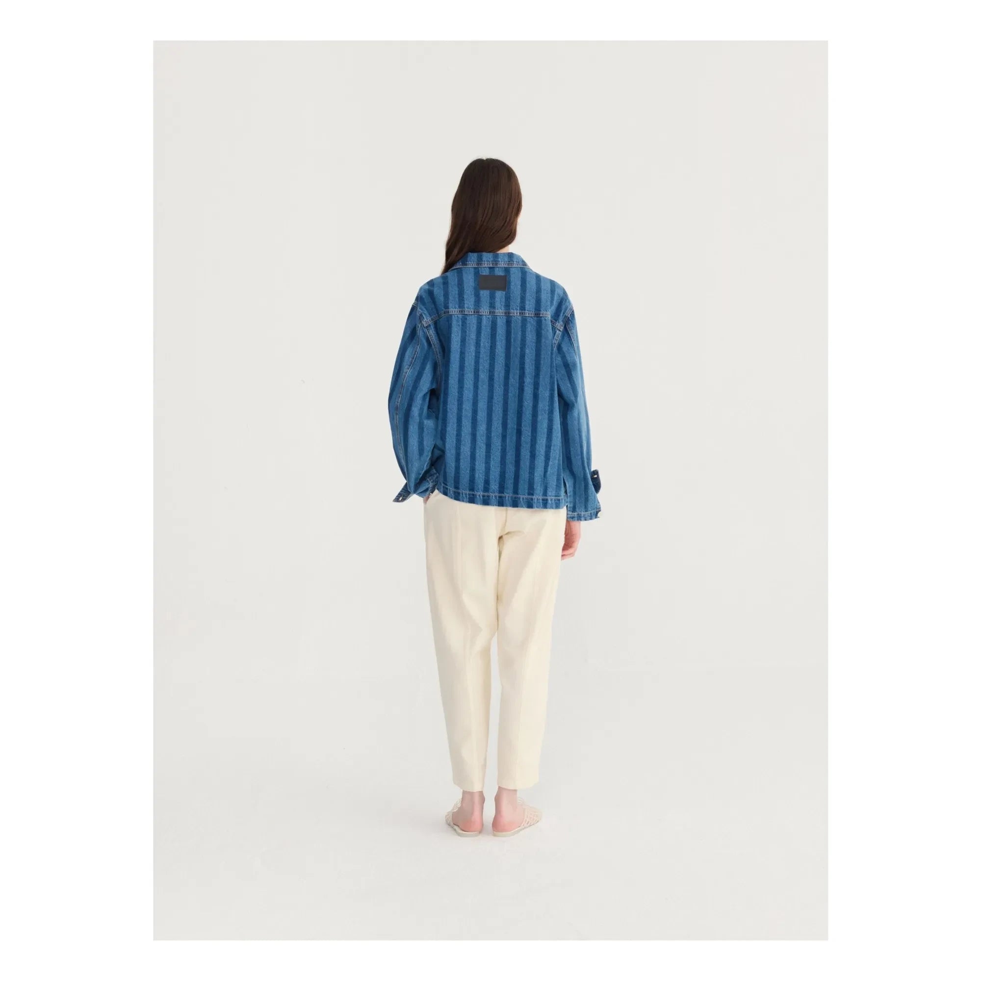 Bobo Choses - Blue Denim Striped Organic Cotton Jacket
