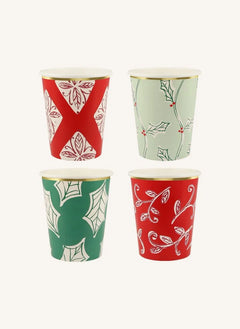 Meri Meri - Block Printed Christmas Cups - Set of 8
