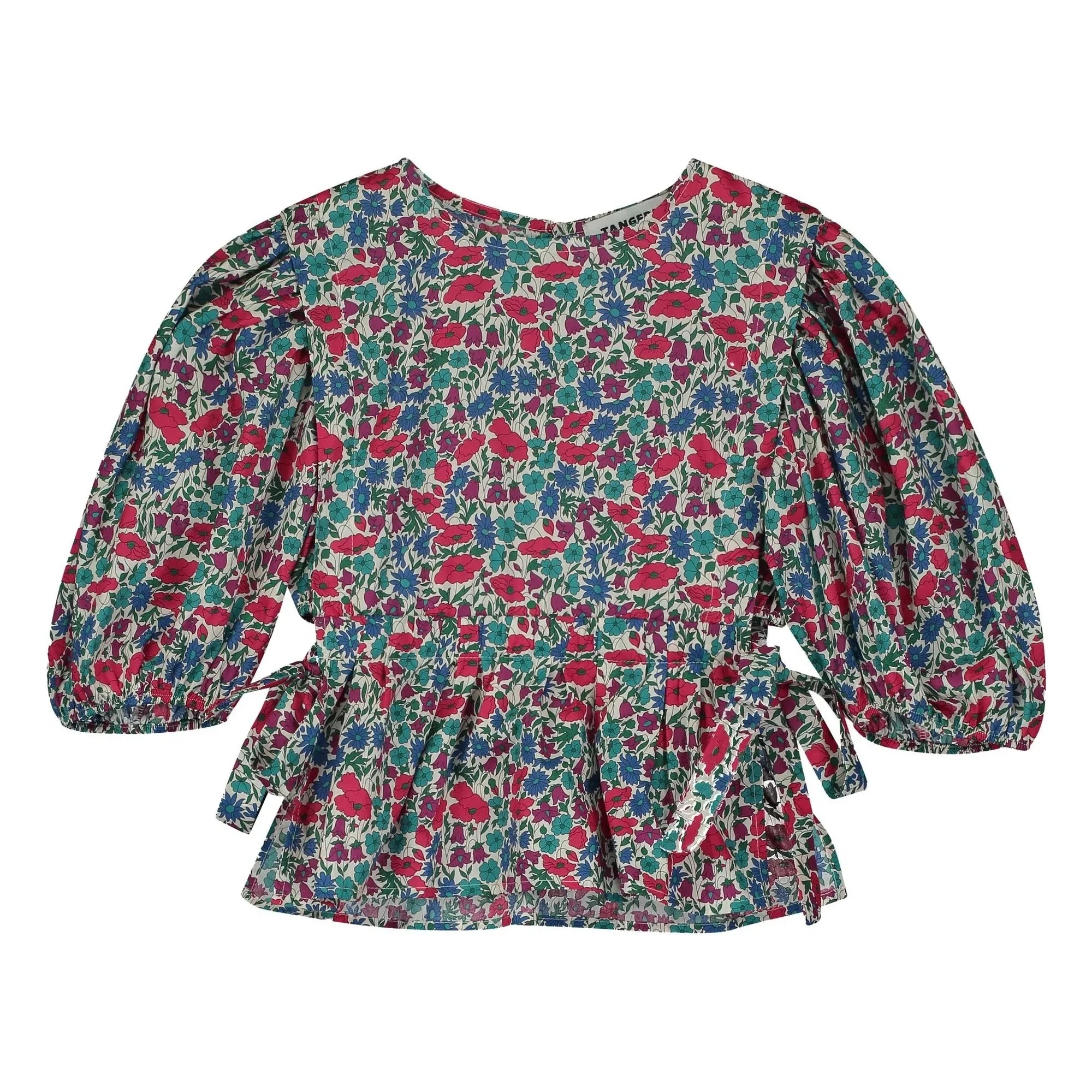 Tangerine - Floral puff-sleeved blouse | Raspberry Red