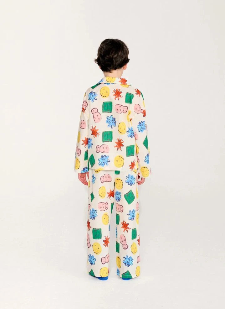 Bobo Choses - Organic Cotton Embroidered Shirt and Pants Set | Ecru