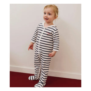 Petit Bateau - Organic Cotton Striped Pajama Set | White
