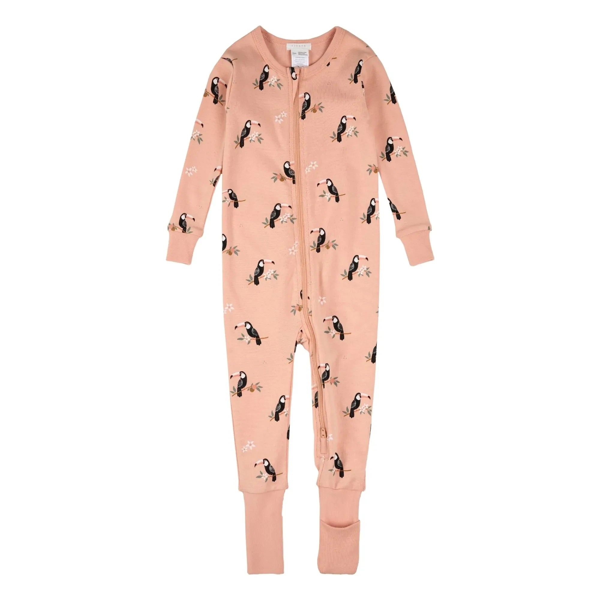 Petit Lem - Toucan Reversible Organic Cotton Pajamas | Pink