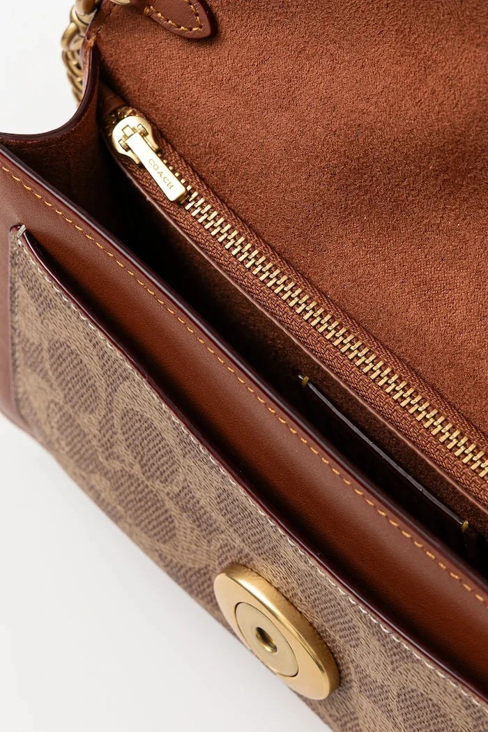 Coach Tabby Chain Clutch In Signature Canvas Deri Çanta