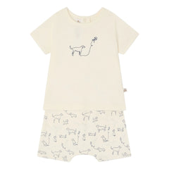 Bonpoint - Fanilo Organic Cotton T-Shirt and Shorts Set | Ivory