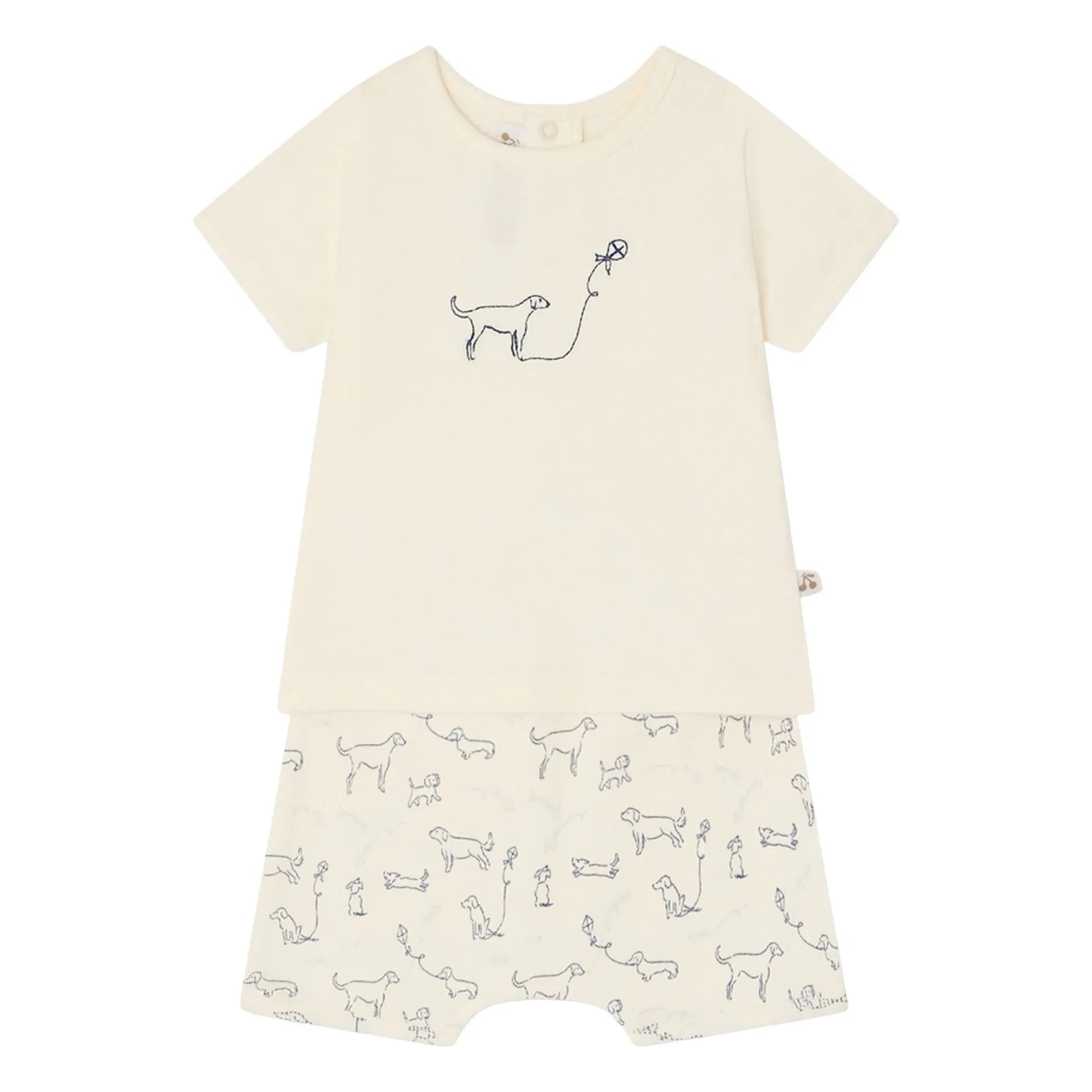 Bonpoint - Fanilo Organic Cotton T-Shirt and Shorts Set | Ivory