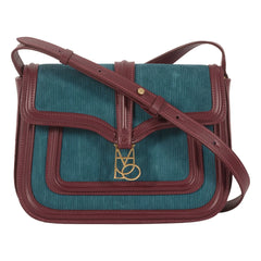 Maria de la Orden - Noah Velvet and Leather Bag | Petrol Blue