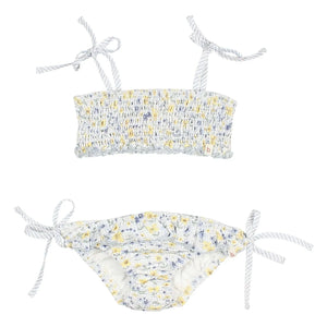 Búho - Pastel Blue Floral Seersucker Swimsuit