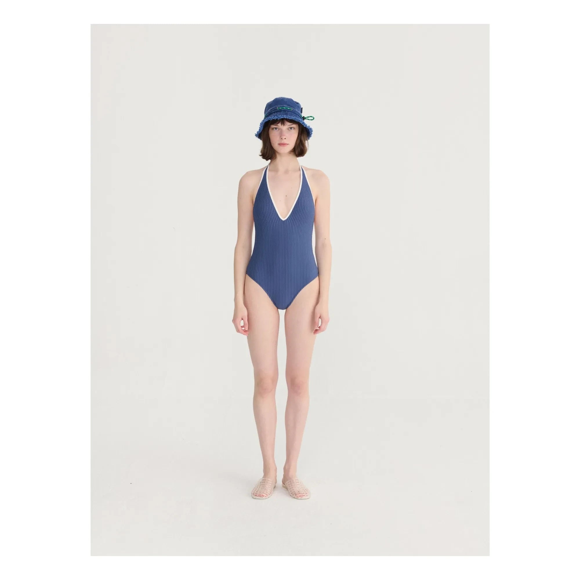 Bobo Choses - Dark Blue Seersucker One Piece Swimsuit