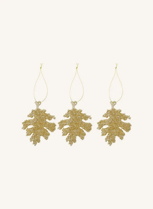 House Doctor - Gliz Leaf Christmas Decoration - 3-Piece Set | Gold