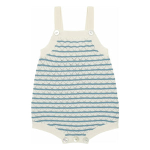 FUB - Organic Cotton Fine Knit Striped Openwork Tote Bag | Azure blue