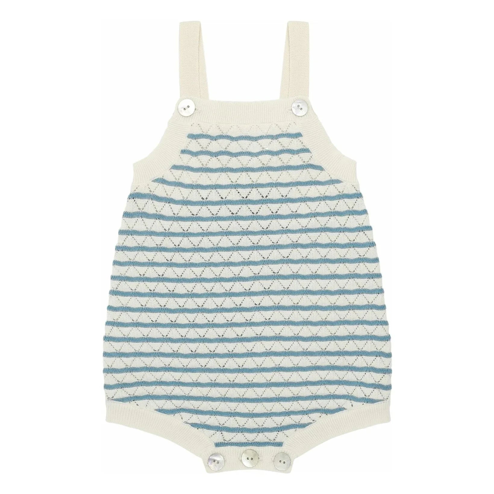 FUB - Organic Cotton Fine Knit Striped Openwork Tote Bag | Azure blue