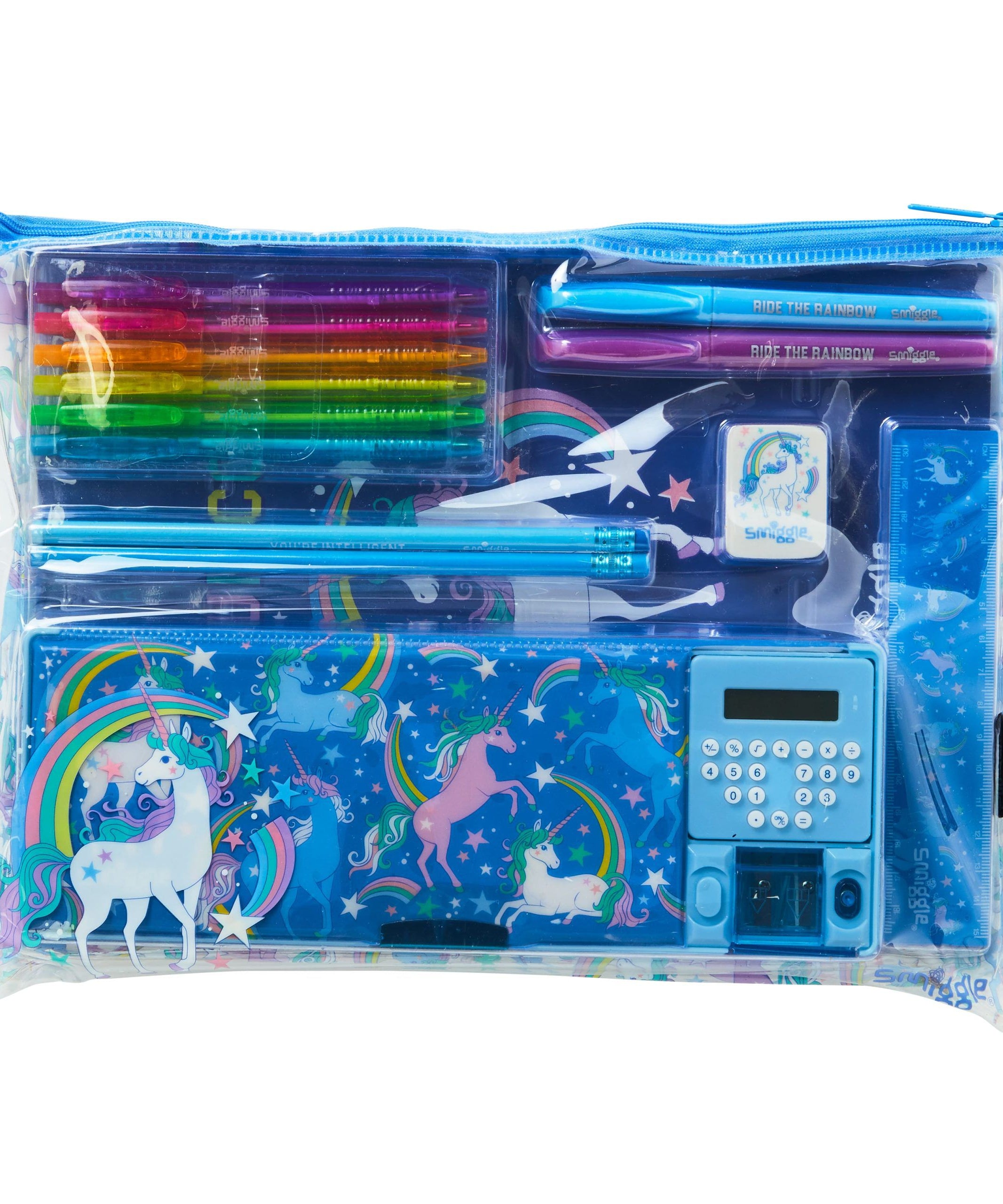 Smiggle - Hesap Makineli Pop Out Otomatik Kalem Kutusu ve Özel Kalem Seti-Dinossi