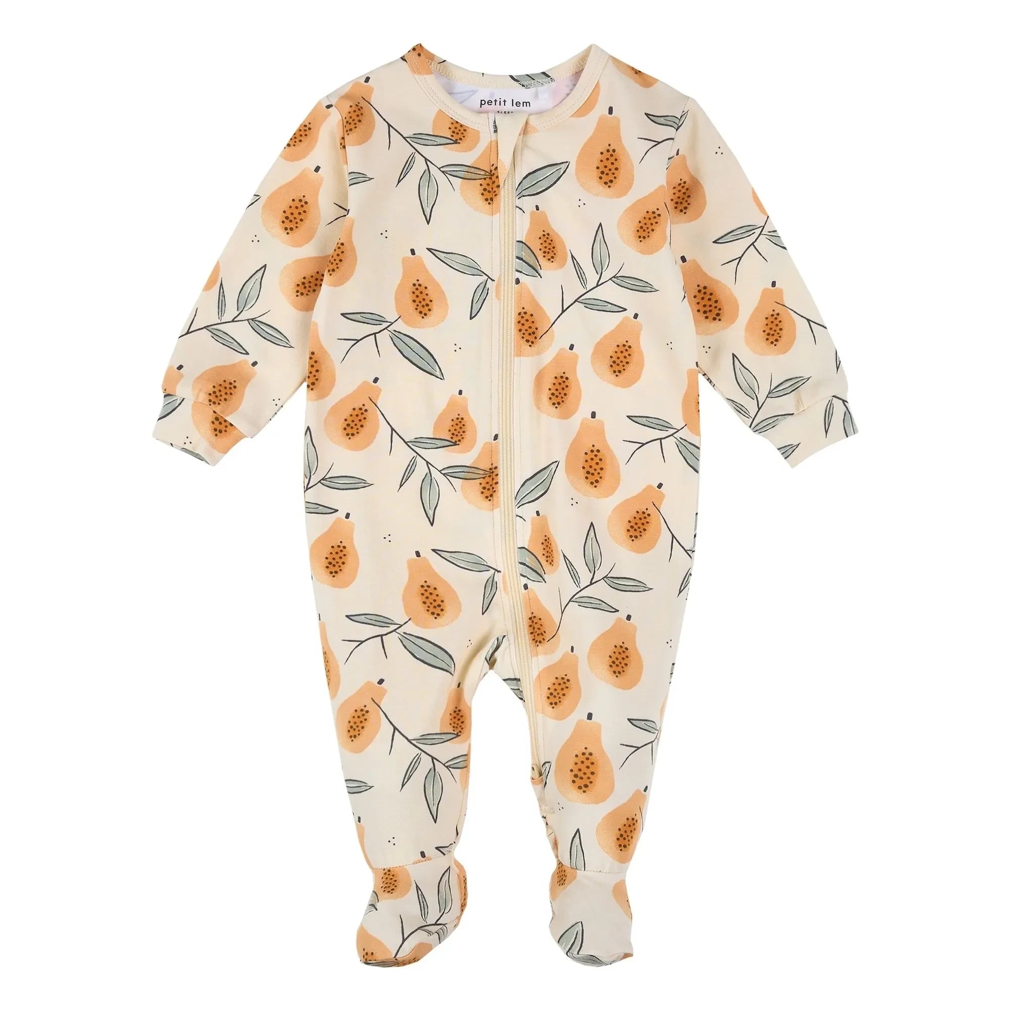 Petit Lem - Organic Cotton Papaya Footed Pajama | Beige