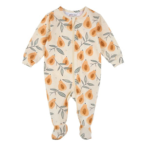 Petit Lem - Organic Cotton Papaya Footed Pajama | Beige
