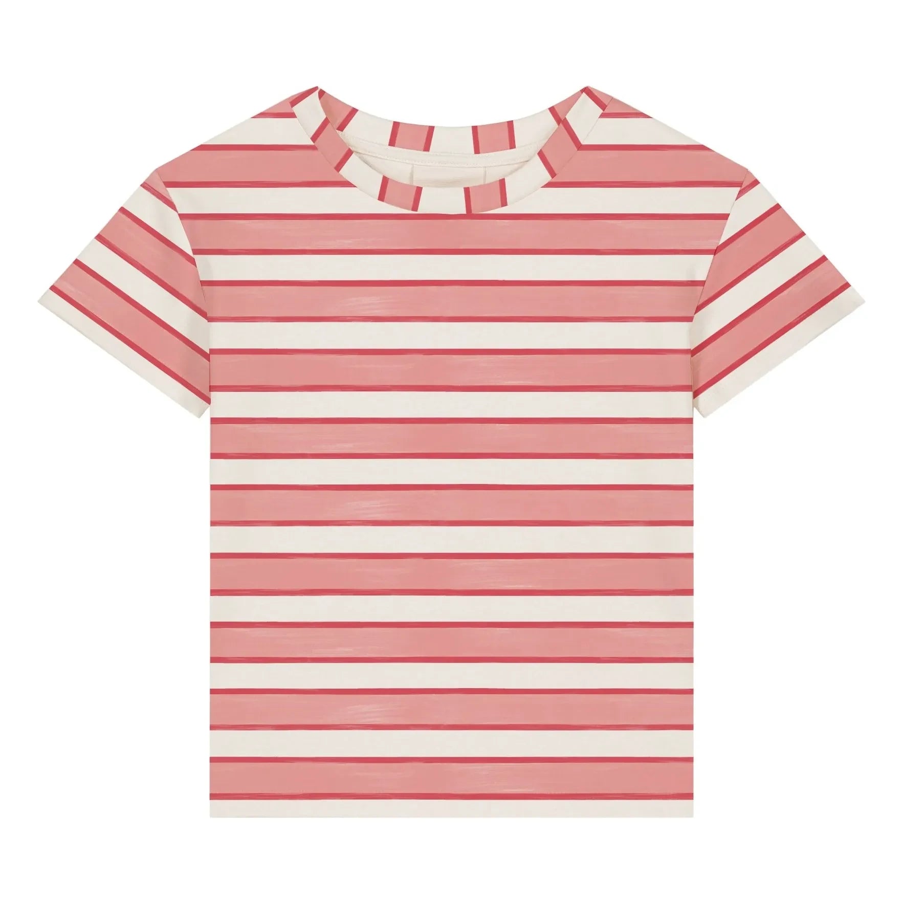 Studio Bohème - Basic Striped Organic Cotton T-Shirt | Pink