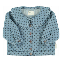 Piupiuchick - Jean jacket with heart Claudine collar | Light Blue