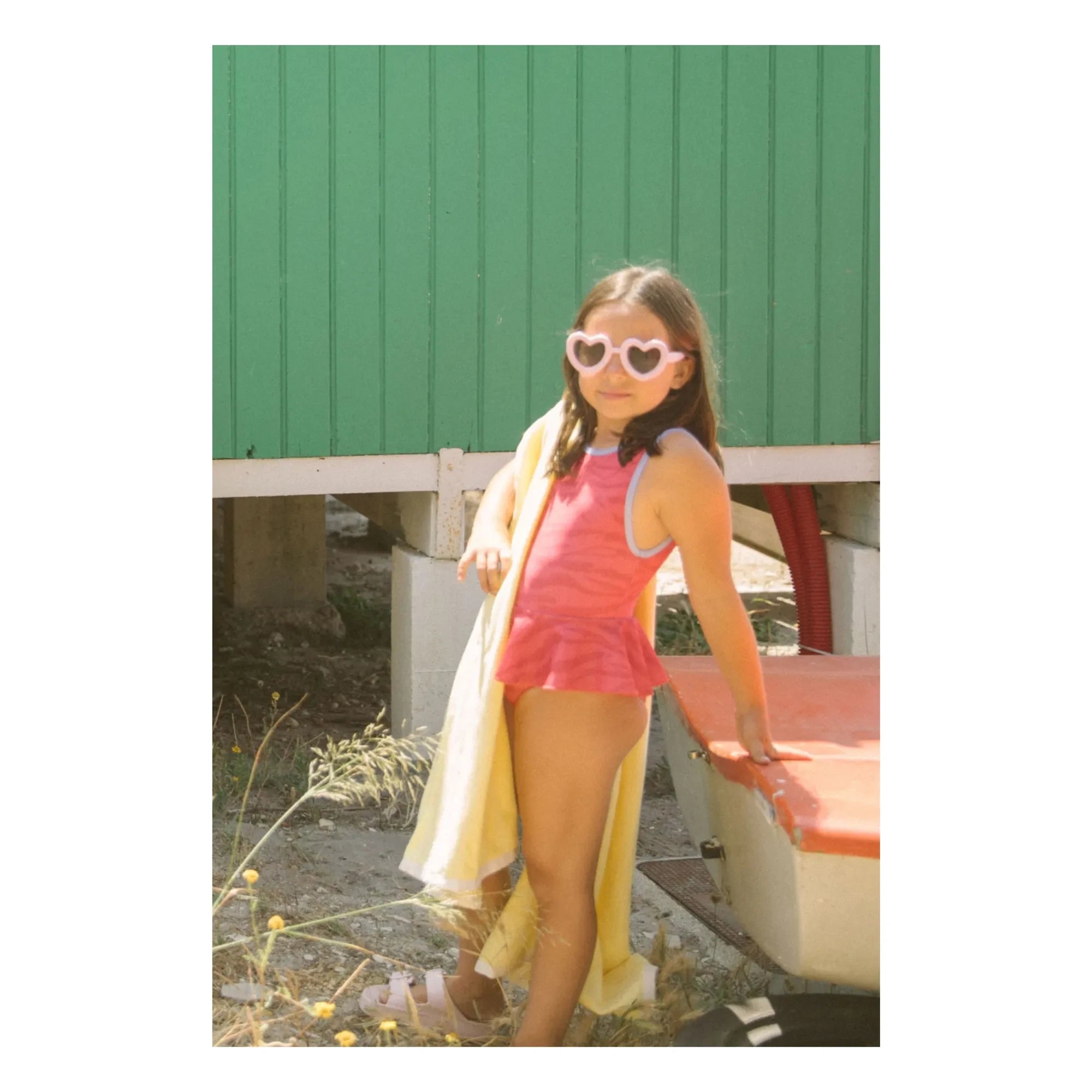 My First Cantê - Shirley Zebra Ruffled Swimsuit | Powder Pink