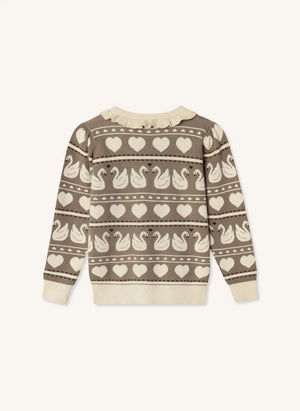 Fliink - Lovely Swans Organic Cotton Sweater | Ecru