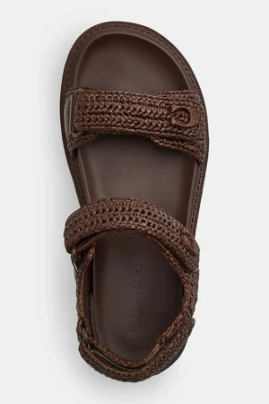 Coach Kadın Düz Taban Deri Brynn Raffia Sandal