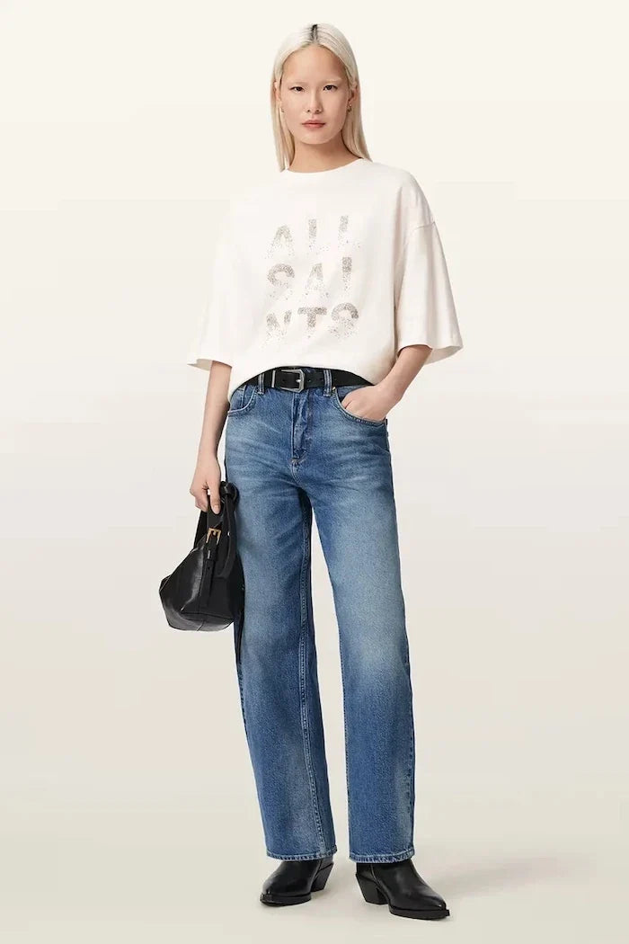AllSaints women's cotton oversized STACKS T-shirt