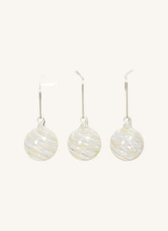 Broste Copenhagen - Glass Curved Christmas Ornaments - Set of 3 | White