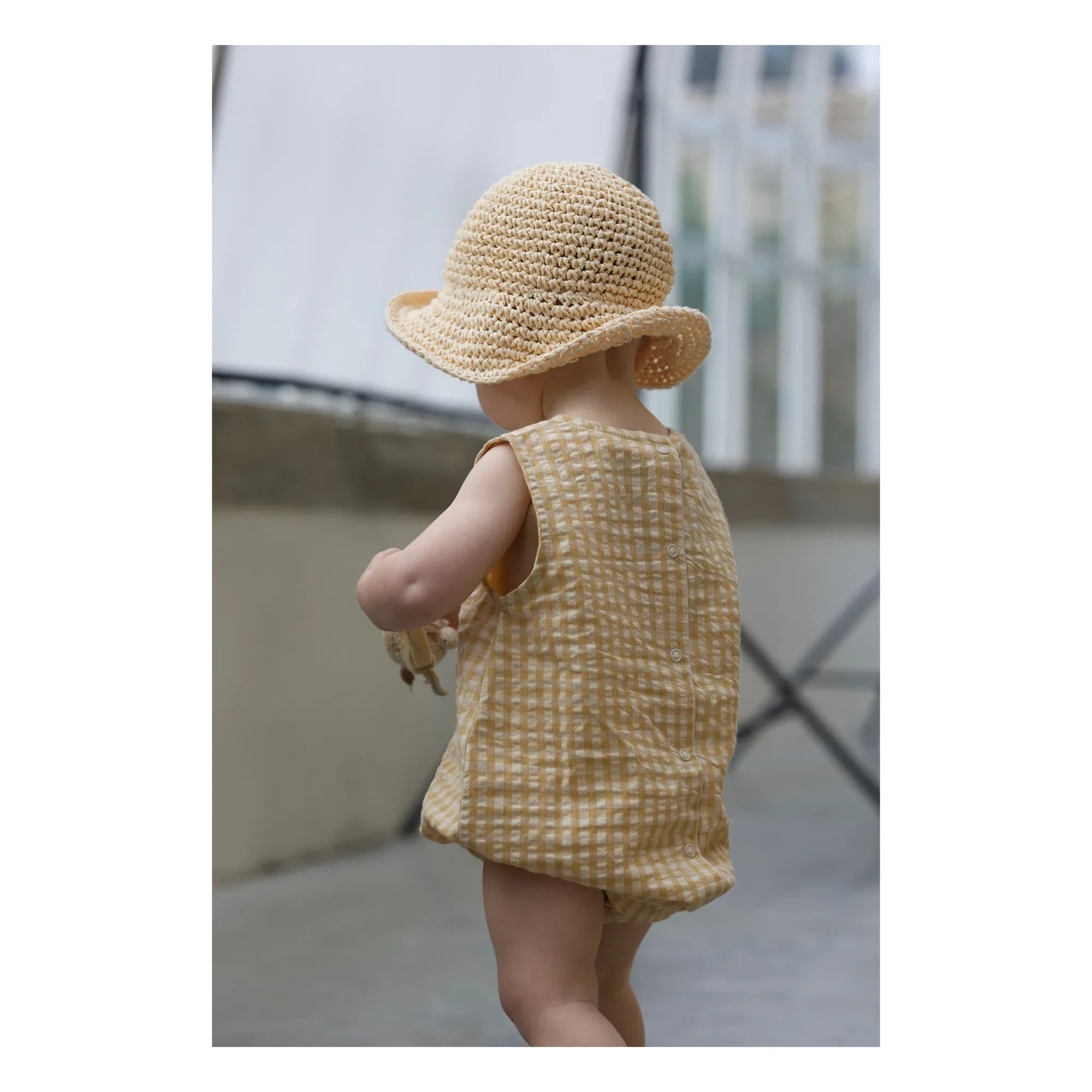 Lililotte - Arthus Check Organic Cotton Romper | Yellow