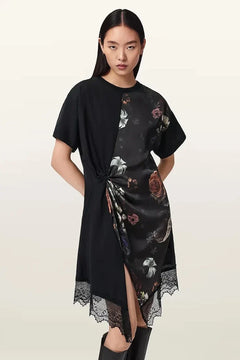 AllSaints asimetrik LANA LACE elbise