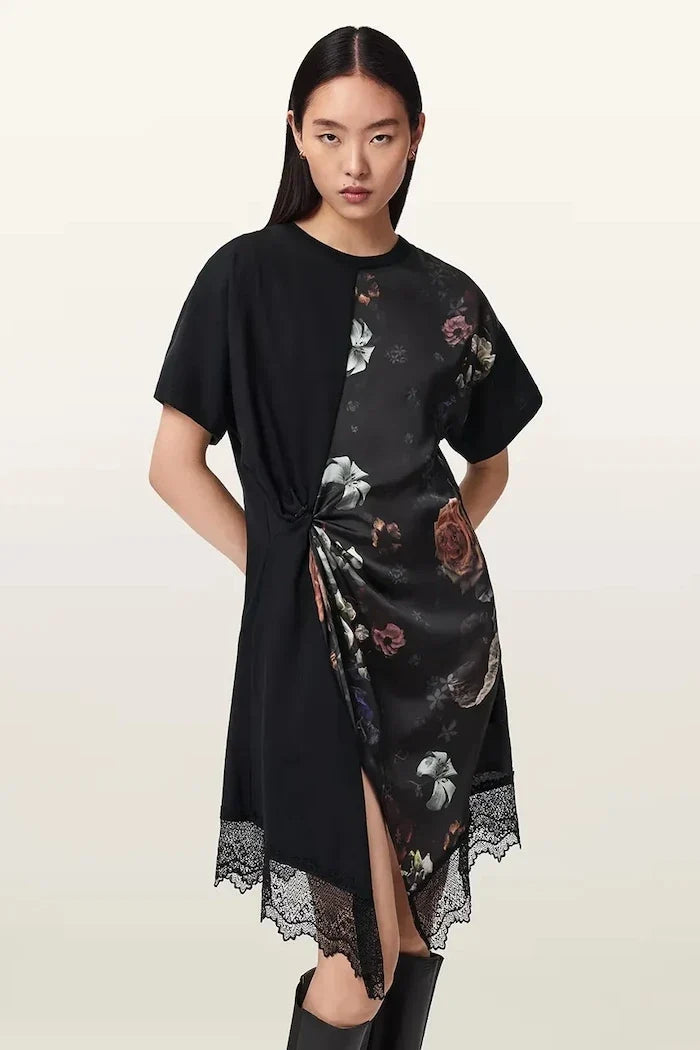 AllSaints asimetrik LANA LACE elbise