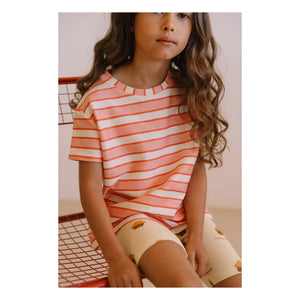 Studio Bohème - Basic Striped Organic Cotton T-Shirt | Pink