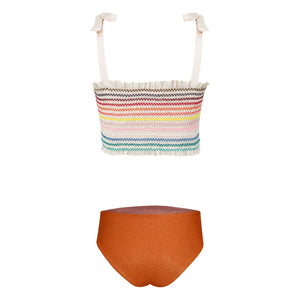 Pepita & Me - Striped Waffle Swimsuit | Orange