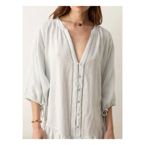 Boteh - La Ponche Ruffled Linen and Cotton Dress | Light blue